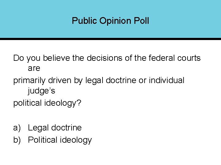 Public Opinion Poll Do you believe the decisions of the federal courts are primarily