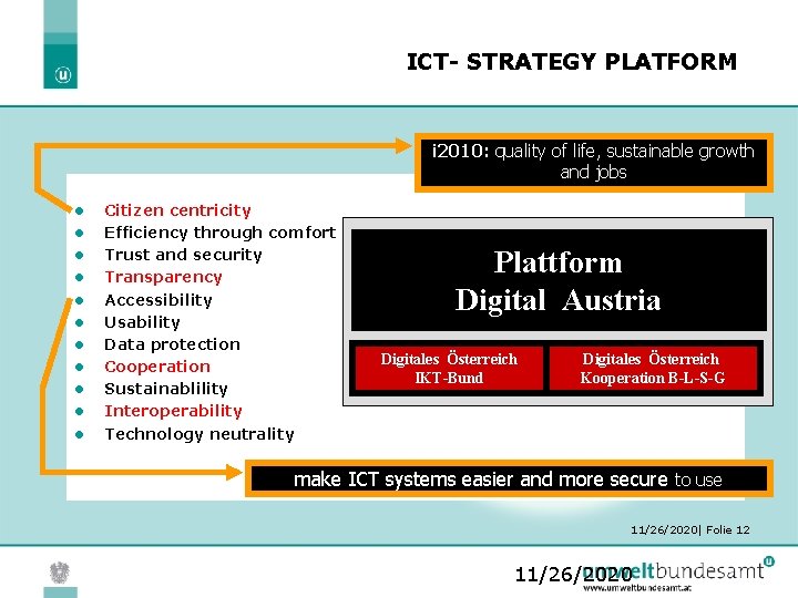 ICT- STRATEGY PLATFORM i 2010: quality of life, sustainable growth and jobs l l