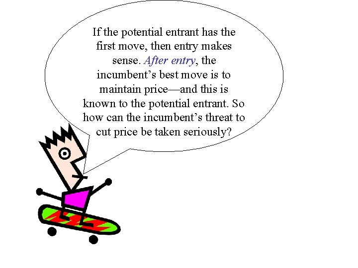 If the potential entrant has the first move, then entry makes sense. After entry,