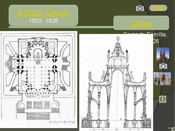 Índex Antoni Gaudí 1852 - 1926 Obres Sagrada Família, 1883 -1926 A 54 