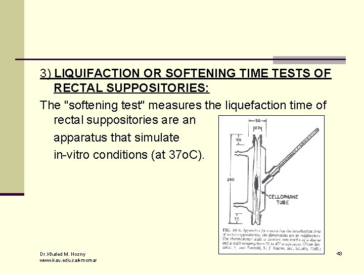 3) LIQUIFACTION OR SOFTENING TIME TESTS OF RECTAL SUPPOSITORIES: The "softening test" measures the