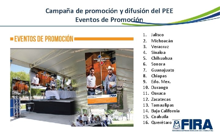 Campaña de promoción y difusión del PEE Eventos de Promoción 1. 2. 3. 4.