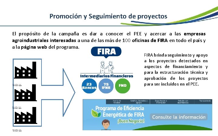 Promoción y Seguimiento de proyectos El propósito de la campaña es dar a conocer