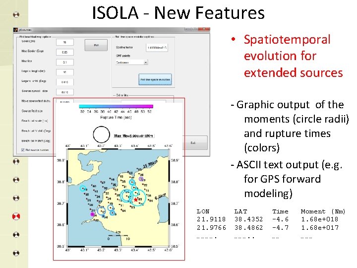 ISOLA - New Features • Spatiotemporal evolution for extended sources - Graphic output of