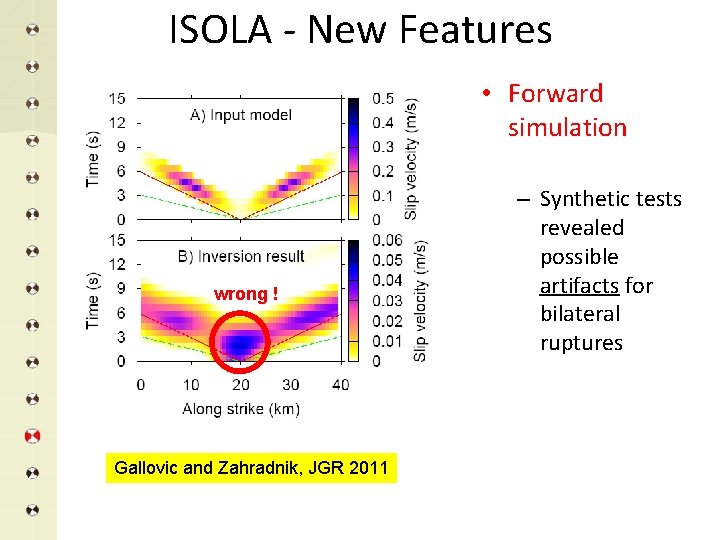 ISOLA - New Features • Forward simulation wrong ! Gallovic and Zahradnik, JGR 2011