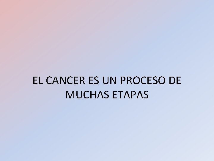 EL CANCER ES UN PROCESO DE MUCHAS ETAPAS EL CANCER ES UN PROCESO DE MUCHAS ETAPAS