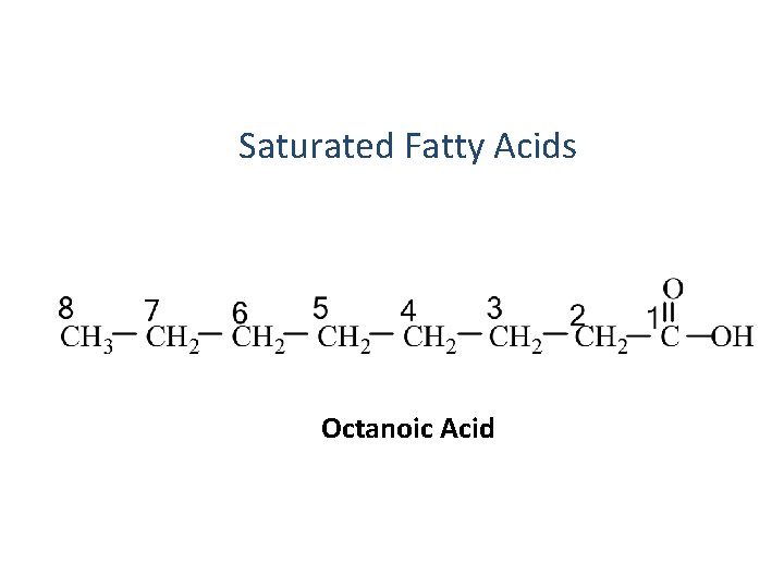 Saturated Fatty Acids Octanoic Acid 