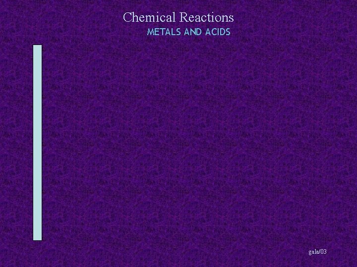 Chemical Reactions METALS AND ACIDS gala/03 