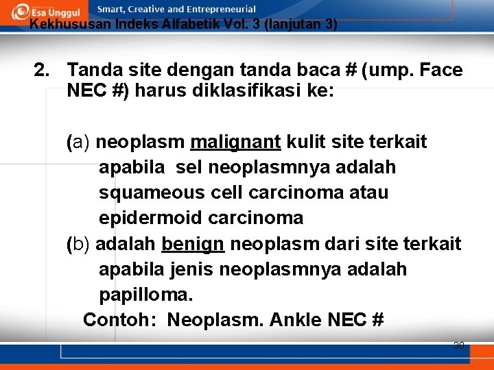 Kekhususan Indeks Alfabetik Vol. 3 (lanjutan 3) 2. Tanda site dengan tanda baca #