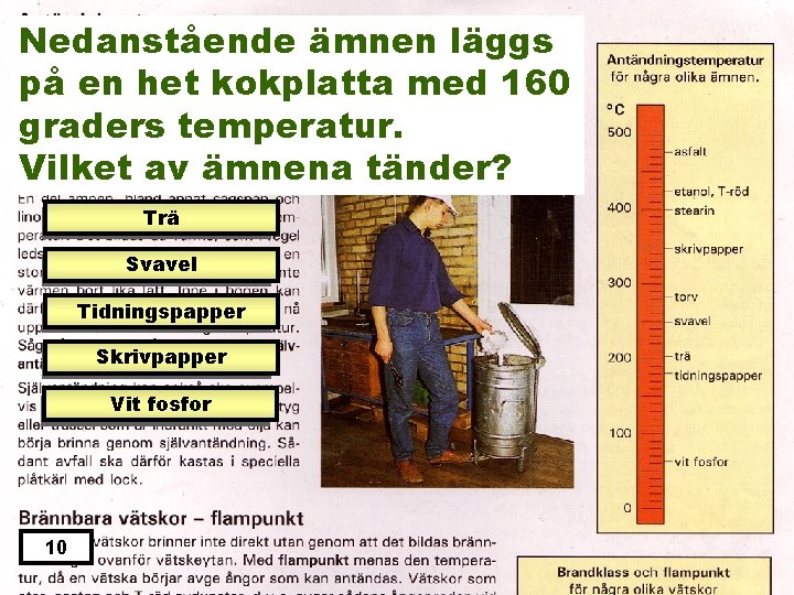 Nedanstående ämnen läggs på en het kokplatta med 160 graders temperatur. Vilket av ämnena