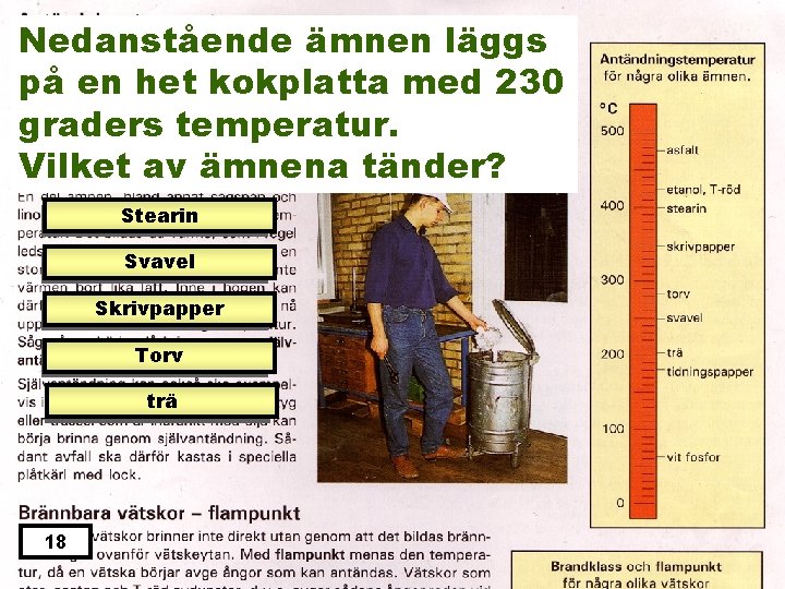 Nedanstående ämnen läggs på en het kokplatta med 230 graders temperatur. Vilket av ämnena