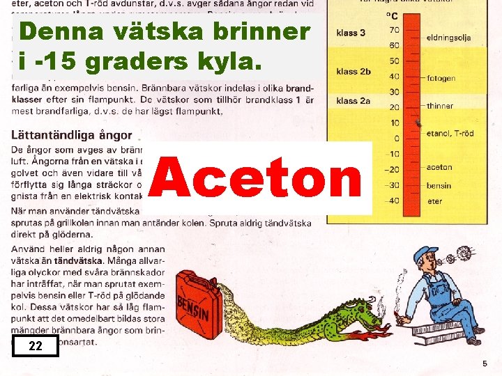 Denna vätska brinner i -15 graders kyla. Aceton 22 