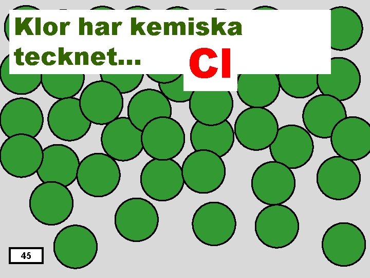 Klor har kemiska tecknet… Cl 45 