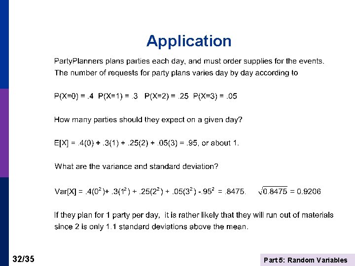 Application 32/35 Part 5: Random Variables 