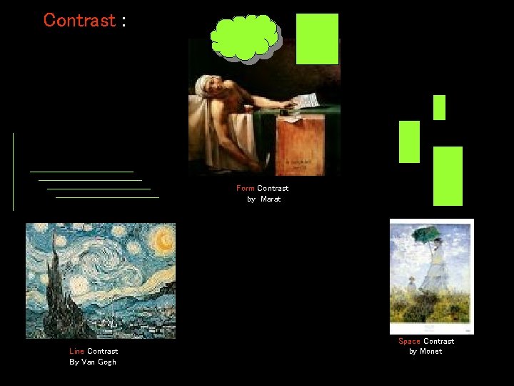 Contrast : Form Contrast by Marat Line Contrast By Van Gogh Space Contrast by