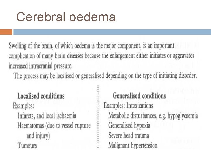 Cerebral oedema Cerebral oedema