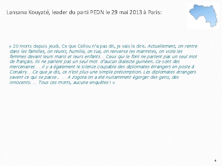 Lansana Kouyaté, leader du parti PEDN le 29 mai 2013 à Paris: « 20