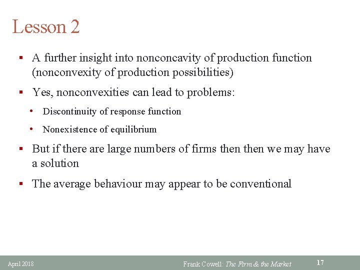 Lesson 2 § A further insight into nonconcavity of production function (nonconvexity of production