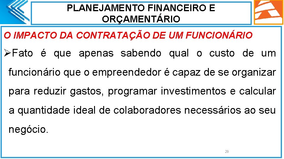 PLANEJAMENTO FINANCEIRO E ORÇAMENTÁRIO O IMPACTO DA CONTRATAÇÃO DE UM FUNCIONÁRIO ØFato é que