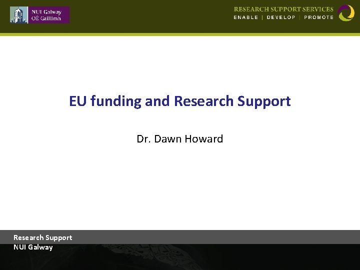 EU funding and Research Support Dr. Dawn Howard Research Support NUI Galway 