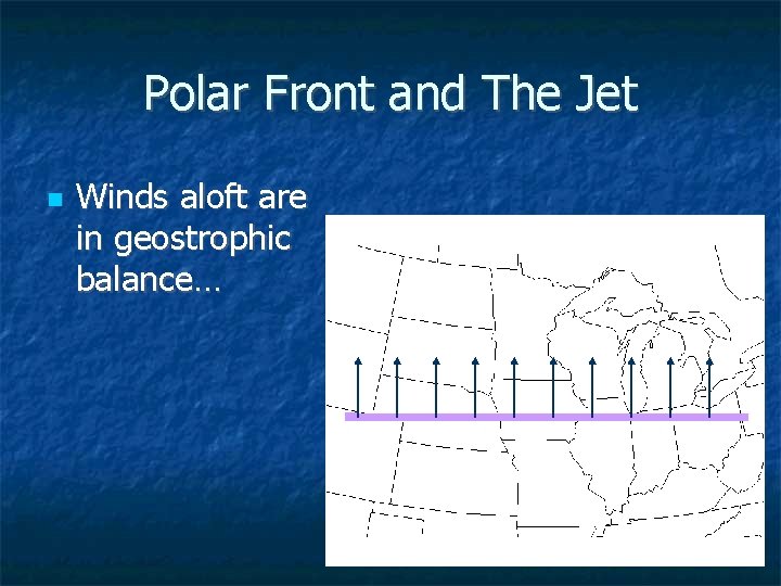 Polar Front and The Jet Winds aloft are in geostrophic balance… 