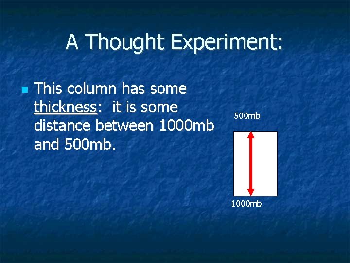 A Thought Experiment: This column has some thickness: it is some distance between 1000