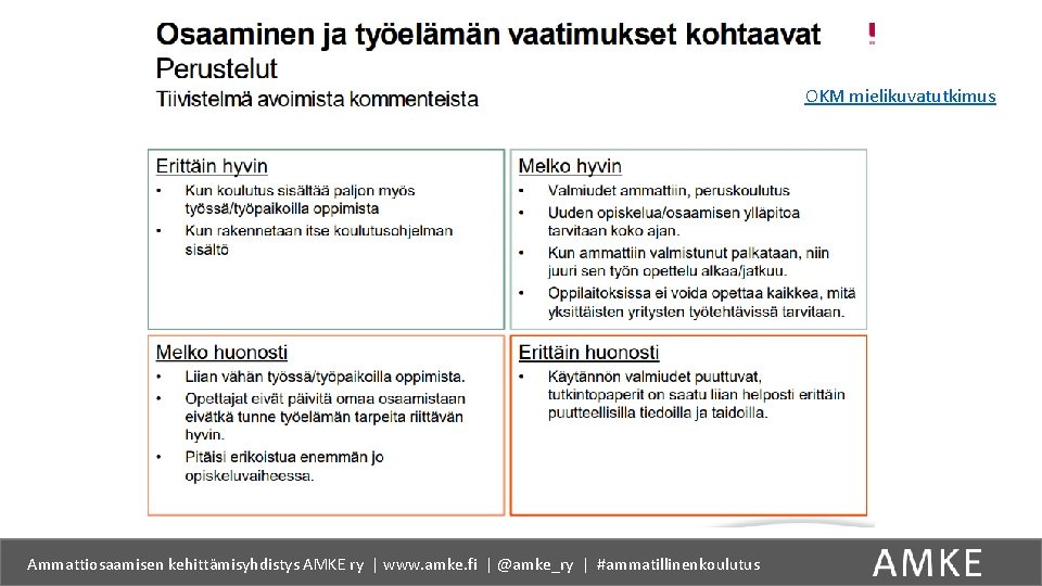 OKM mielikuvatutkimus Ammattiosaamisen kehittämisyhdistys AMKE ry | www. amke. fi | @amke_ry | #ammatillinenkoulutus