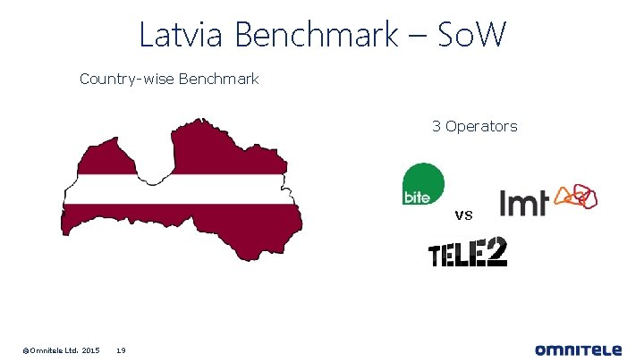 Latvia Benchmark – So. W Country-wise Benchmark 3 Operators VS ©Omnitele Ltd. 2015 19