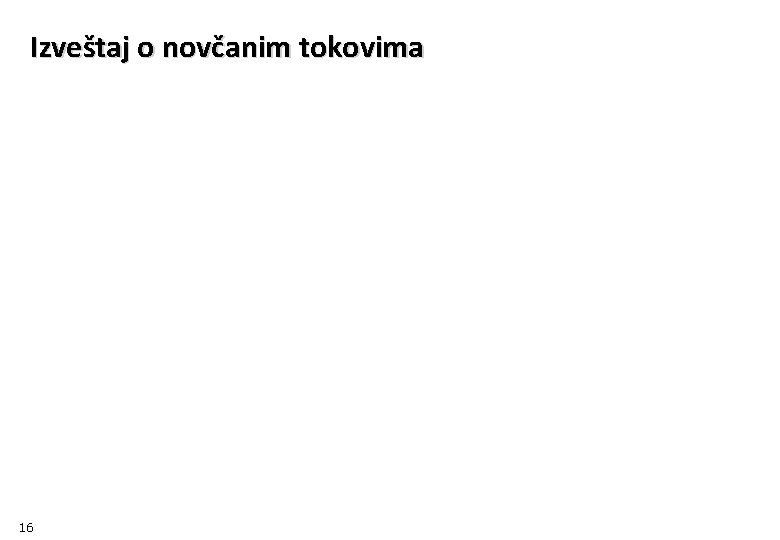 Izveštaj o novčanim tokovima 16 