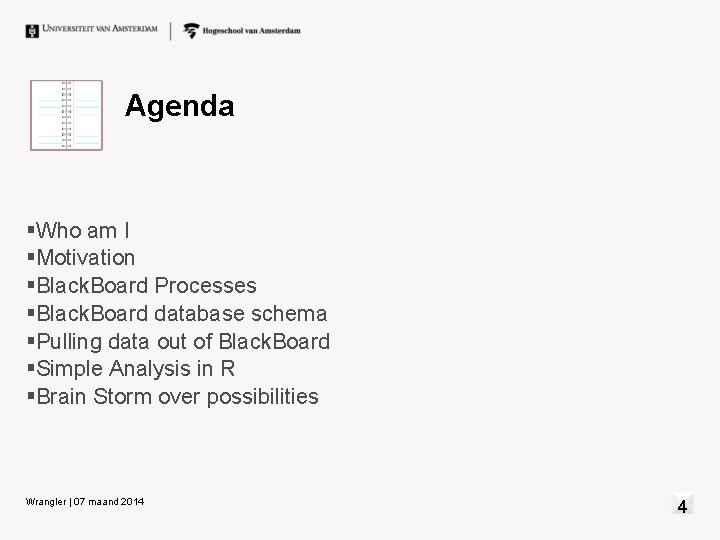 Agenda Who am I Motivation Black. Board Processes Black. Board database schema Pulling data Agenda Who am I Motivation Black. Board Processes Black. Board database schema Pulling data