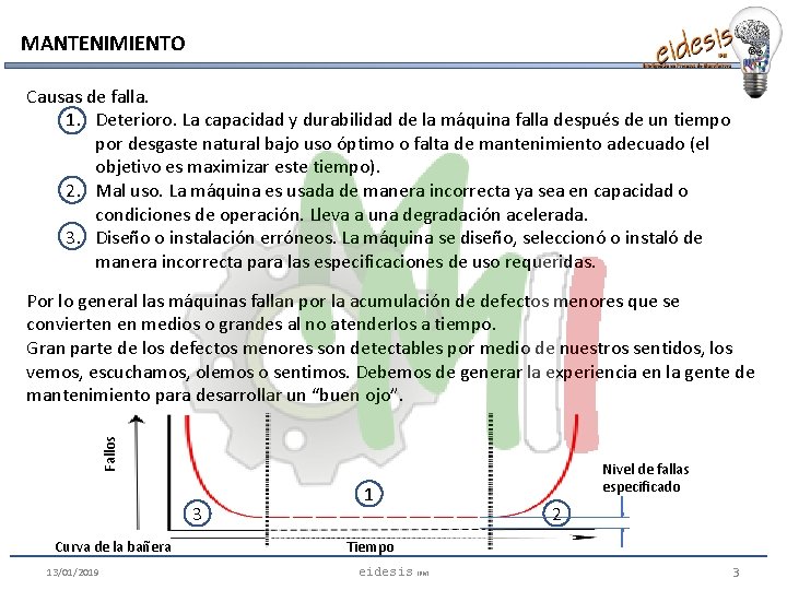 MANTENIMIENTO Causas de falla. 1. Deterioro. La capacidad y durabilidad de la máquina falla