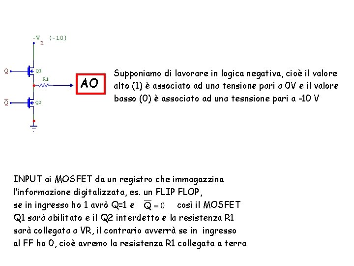 AO Supponiamo di lavorare in logica negativa, cioè il valore alto (1) è associato