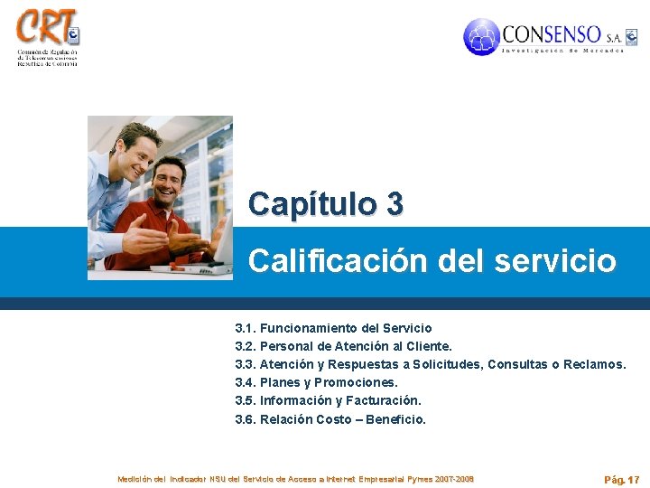 Capítulo 3 Calificación del servicio 3. 1. Funcionamiento del Servicio 3. 2. Personal de