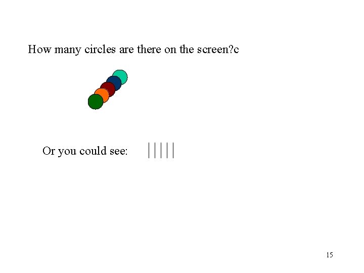 How many circles are there on the screen? c Or you could see: 15
