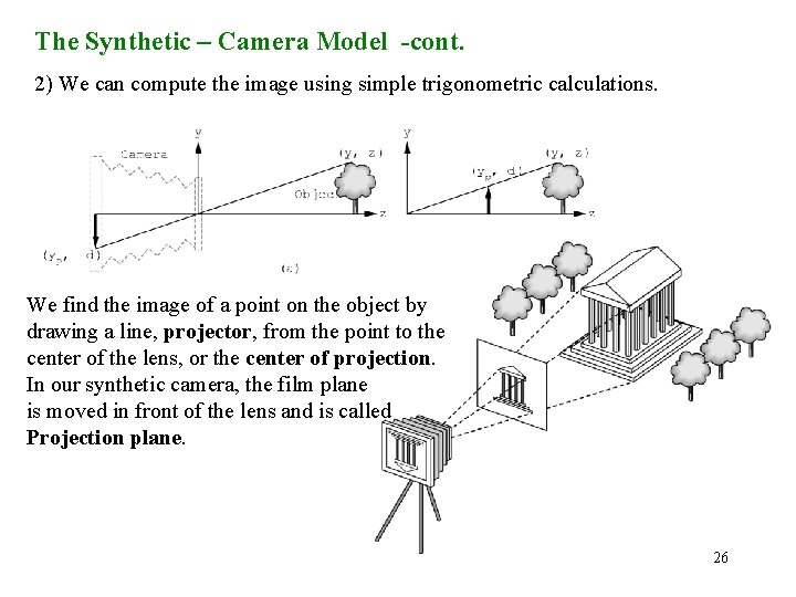 The Synthetic – Camera Model -cont. 2) We can compute the image using simple