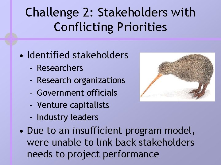 Challenge 2: Stakeholders with Conflicting Priorities • Identified stakeholders – – – Researchers Research Challenge 2: Stakeholders with Conflicting Priorities • Identified stakeholders – – – Researchers Research