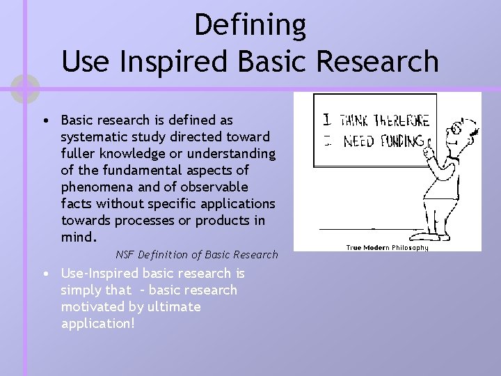 Defining Use Inspired Basic Research • Basic research is defined as systematic study directed Defining Use Inspired Basic Research • Basic research is defined as systematic study directed