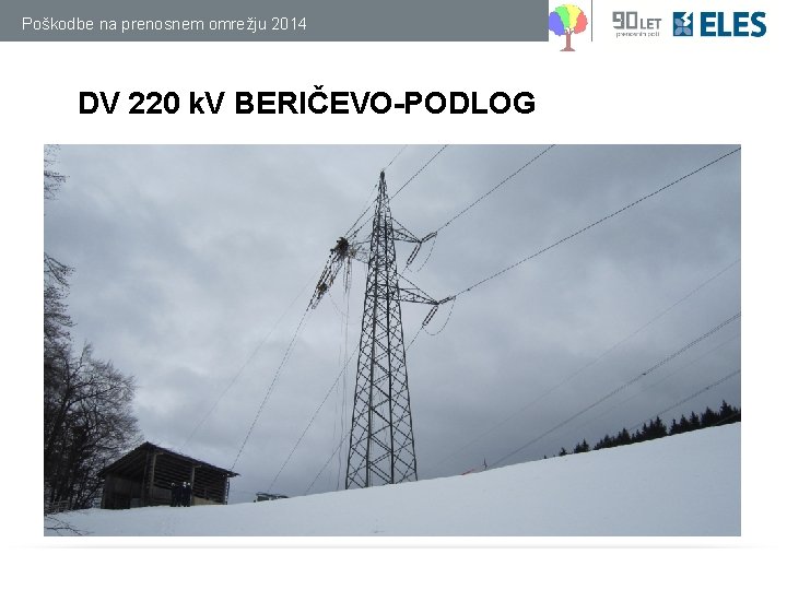 Poškodbe na prenosnem omrežju 2014 DV 220 k. V BERIČEVO-PODLOG 