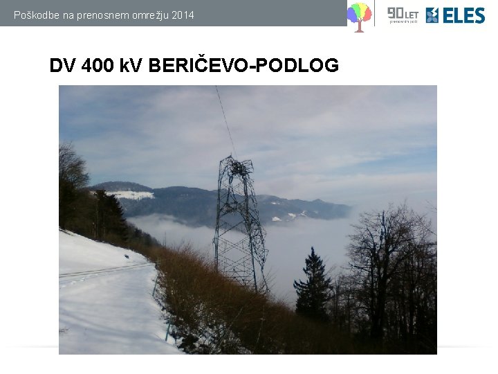 Poškodbe na prenosnem omrežju 2014 DV 400 k. V BERIČEVO-PODLOG 