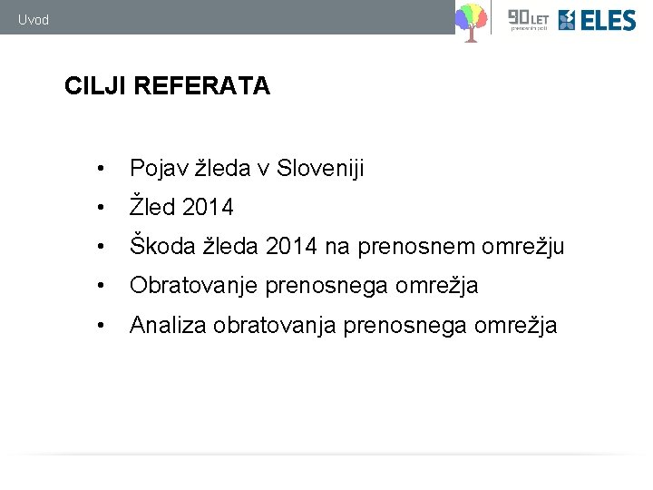 Uvod CILJI REFERATA • Pojav žleda v Sloveniji • Žled 2014 • Škoda žleda