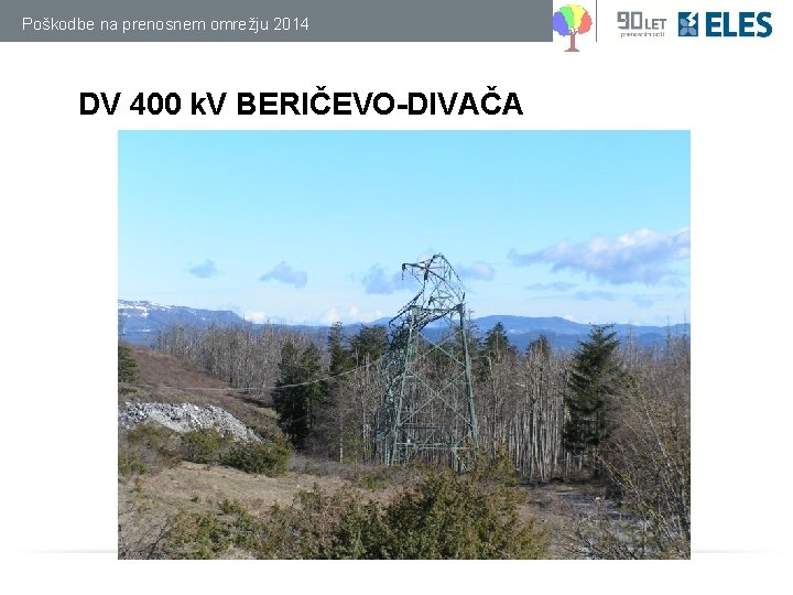 Poškodbe na prenosnem omrežju 2014 DV 400 k. V BERIČEVO-DIVAČA 