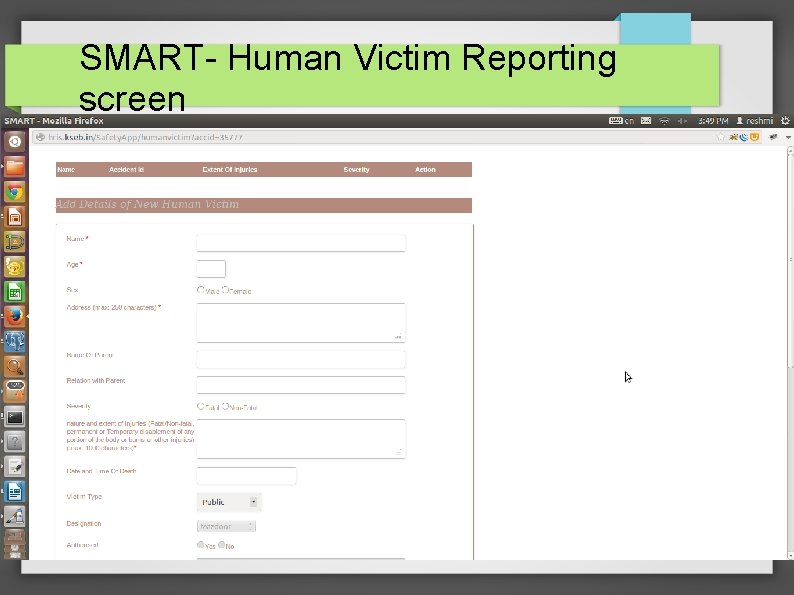 SMART- Human Victim Reporting screen 