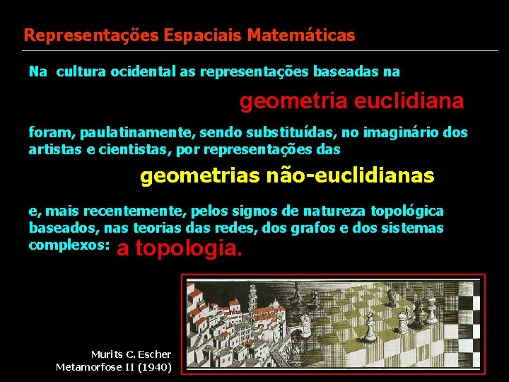Representações Espaciais Matemáticas Na cultura ocidental as representações baseadas na geometria euclidiana foram, paulatinamente,