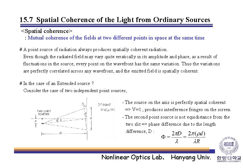 15. 7 Spatial Coherence of the Light from Ordinary Sources <Spatial coherence> : Mutual