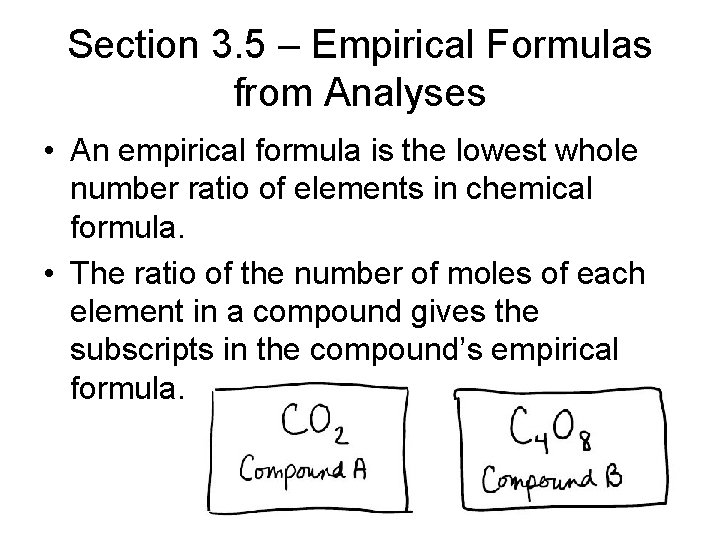 Section 3. 5 – Empirical Formulas from Analyses • An empirical formula is the