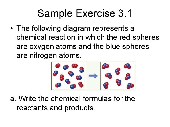 Sample Exercise 3. 1 • The following diagram represents a chemical reaction in which
