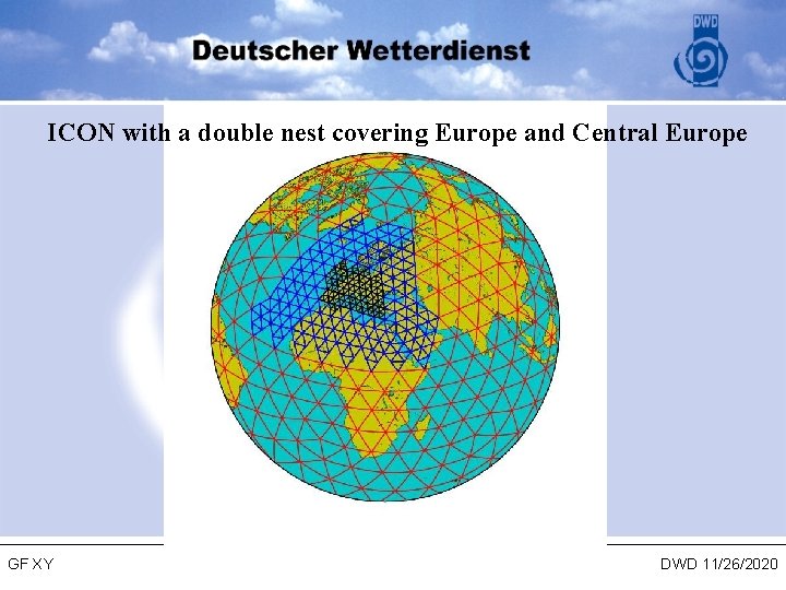 ICON with a double nest covering Europe and Central Europe GF XY DWD 11/26/2020