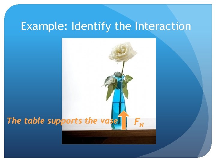 Example: Identify the Interaction The table supports the vase FN 