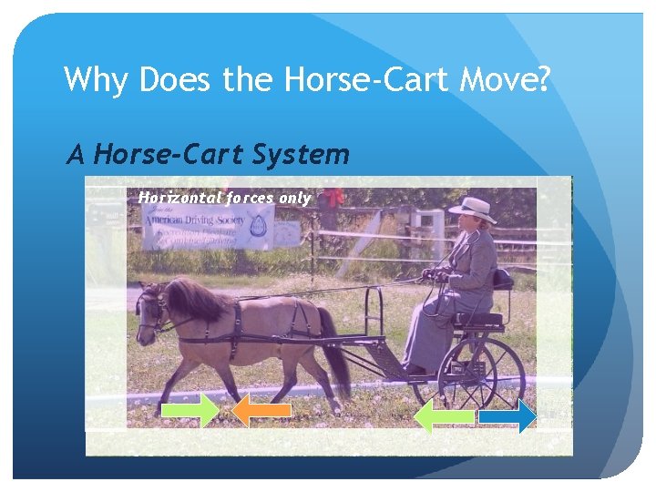Why Does the Horse-Cart Move? A Horse-Cart System Horizontal forces only 