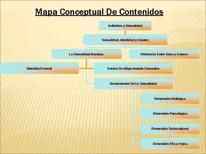 Mapa Conceptual De Contenidos Individuo y Sexualidad, Identidad y Genero La Sexualidad Humana Identidad